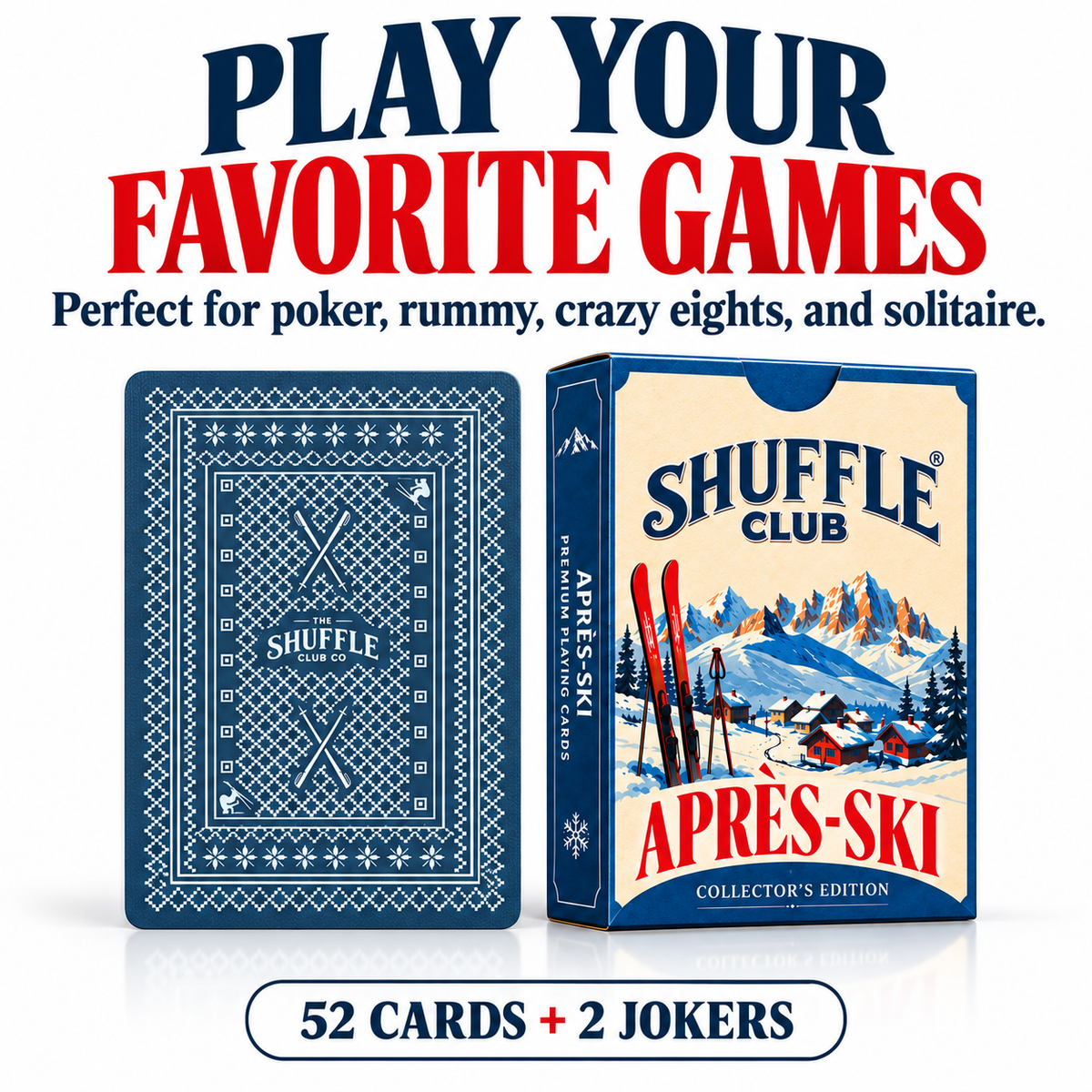 The Apres-Ski Premium Playing Cards – Collector’s Edition Ski-Inspired Card Deck – Stylish Playing Cards for Game Nights, Rummy, Crazy Eights & Everyday Play (Pack of 1)