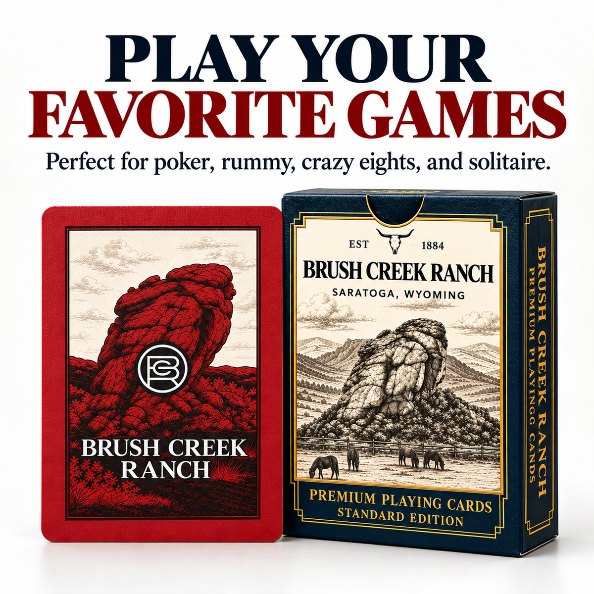 Brush Creek Ranch Playing Cards | Western Playing Card Deck | Wyoming Ranch Gift | Cowboy Card Deck | Premium Standard Edition Cards
