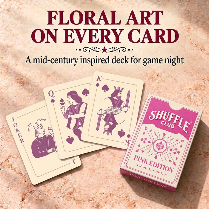 Shuffle Club Co. Pink Edition Premium Playing Cards – Stylish Pink Card Deck – Playing Cards for Poker, Rummy, Game Nights, Gifts, Parties & Collectors (Pack of 1)