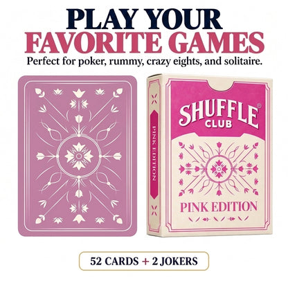 Shuffle Club Co. Pink Edition Premium Playing Cards – Stylish Pink Card Deck – Playing Cards for Poker, Rummy, Game Nights, Gifts, Parties & Collectors (Pack of 1)
