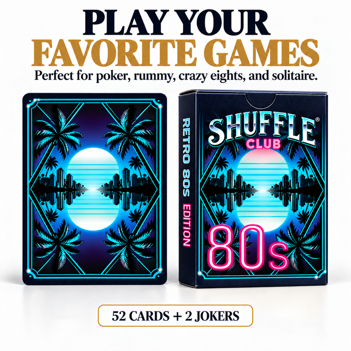 Retro 80s Edition Playing Cards – Neon-Inspired Poker Deck for Game Nights & Gifts