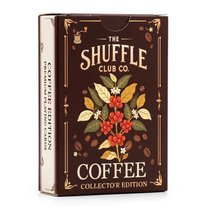 Shuffle Club Coffee Playing Cards café-themed deck box and cards